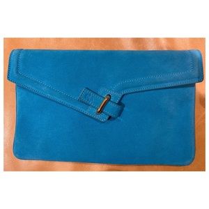 Ela MILCK Blue Suede Clutch Purse